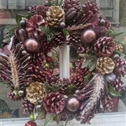 Burgundy-pink wreath ring 
